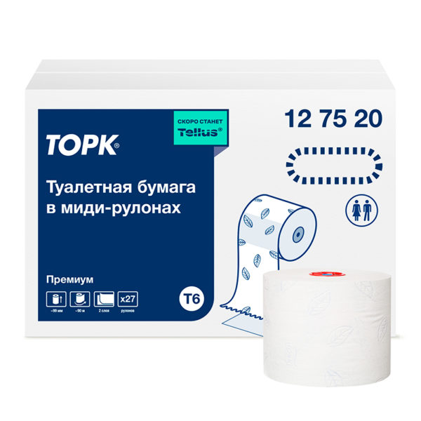 Tork туалетная бумага Mid-size в миди-рулонах мягкая