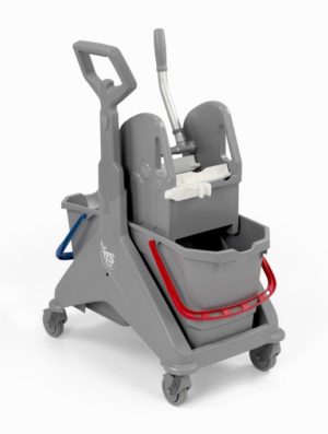 Тележка TTS Nickita Tec (2*25 л), пластик, база серая с боковой ручкой и отжимом Tec