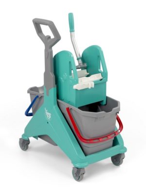 Тележка TTS Nickita (2*15 л), пластик, база зелёная с боковой ручкой и отжимом Tec