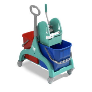Тележка TTS Nick 50 (2*25 л), пластик, база зелёная с боковой ручкой и отжимом Tec