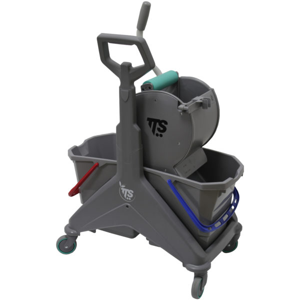 Тележка TTS Nickita Dry (2*15 л), пластик, база серая с боковой ручкой и роликовым отжимом