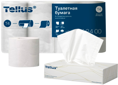 Туалетная бумага и косметические салфетки Tellus