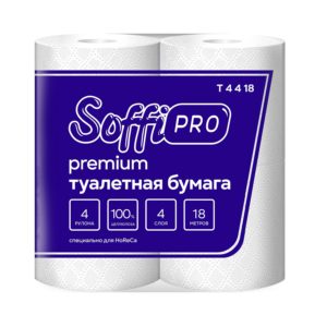 Туалетная бумага SoffiPro Premium в стандартных рулонах, 4 рул/уп, 18 метров (Т 4 4 18)