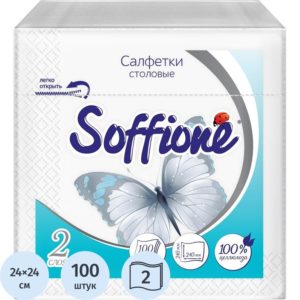 Салфетки бумажные Soffione Smart белые, 24×24 см, 100 листов