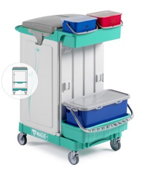 Тележка TTS MAGIC SYSTEM 600V с держателем для сбора мусора и выдвижным ящиком