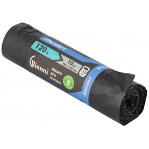 Мешки для мусора Glionni Стандарт 120 л, 14 мкм, черный, 10 шт/рул