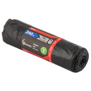 Мешки для мусора Glionni Люкс 240 л, 21 мкм, черный, 10 шт/рул