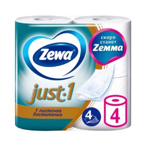 Туалетная бумага ZEWA Just 1 4 слоя, 12 метров, 4 рулона