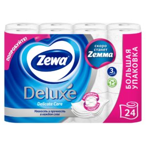 Туалетная бумага Zewa Deluxe Белая, 3 слоя, 24 рулона