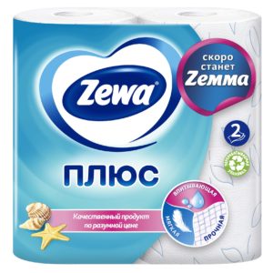 Туалетная бумага Zewa Плюс Океаническая свежесть, 2 слоя, 4 рулона
