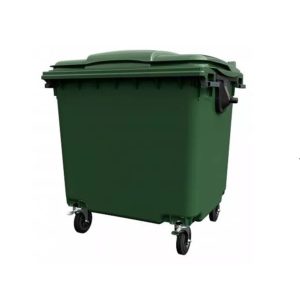 Мусорный контейнер 1100 л с крышкой, зелёный
