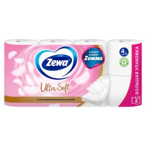Туалетная бумага ZEWA Ultra Soft 4 слоя, 8 рулонов