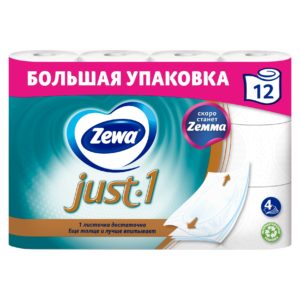 Туалетная бумага ZEWA Just 1 4 слоя, 12 метров, 12 рулонов