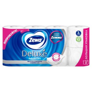 Туалетная бумага Zewa Deluxe Белая, 3 слоя, 8 рулонов