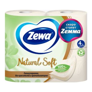 Туалетная бумага ZEWA Natural Soft 4 слоя, 4 рулона