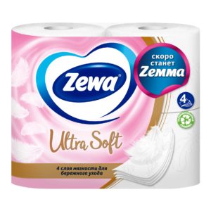 Туалетная бумага ZEWA Ultra Soft 4 слоя, 4 рулона