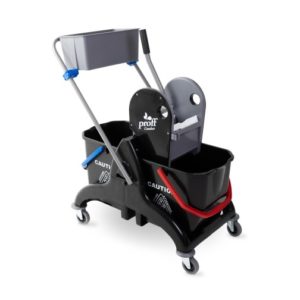 Proff Comfort  Тележка двухвёдерная 2×25 л с отжимом и лотком пластик черная