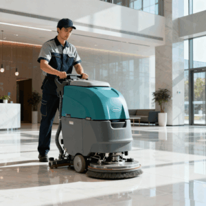 A cleaning company employee