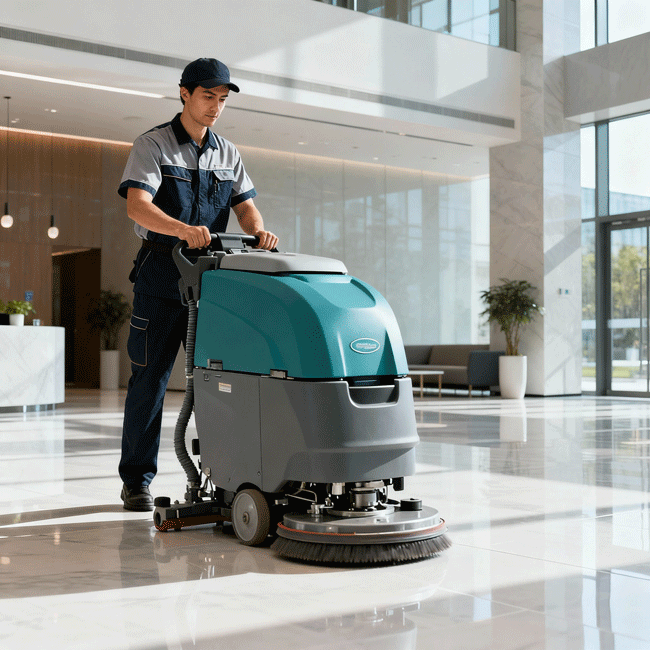 A cleaning company employee