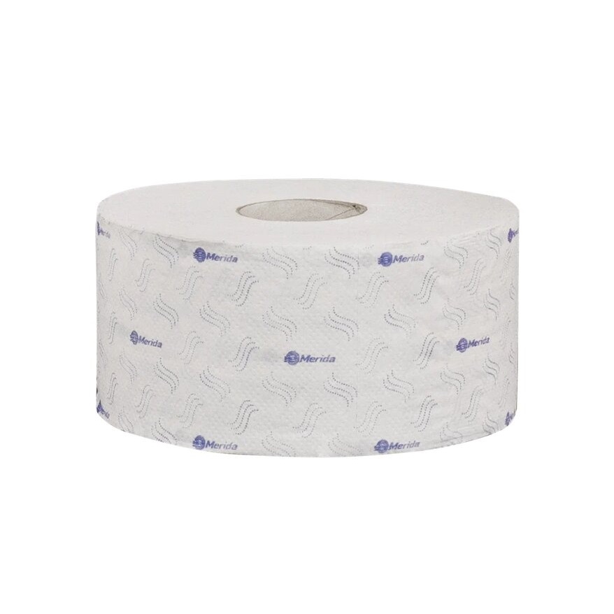 Туалетная бумага в мини-рулонах Merida Премиум, 2 слоя, белая с синим рисунком, 170 м — изображение 2
