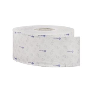 Туалетная бумага в мини-рулонах Merida Премиум, 2 слоя, белая с синим рисунком, 170 м