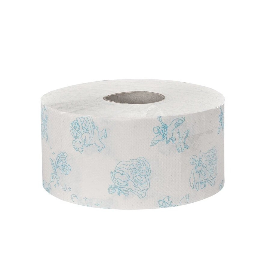 Туалетная бумага в мини-рулонах Merida Премиум, 2 слоя, белая с детским рисунком, 170 м