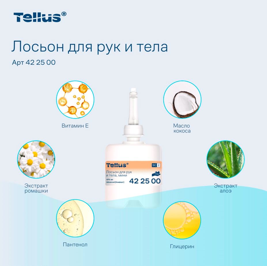 Tellus лосьон для рук и тела без запаха, категория качества Комфорт, 0,475 л — изображение 4